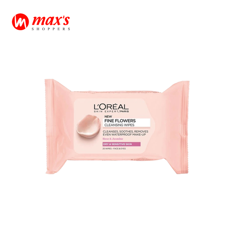 L'Oreal Paris Fine Flowers Cleansing Wipes-Dry and Sensitive Skin x25